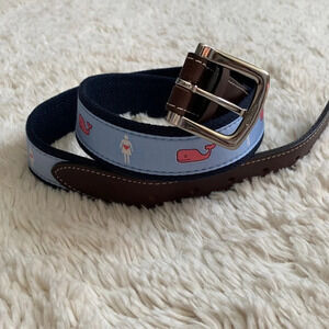 Vineyard vines blue canvas belt women with heart and logo whale NWOT